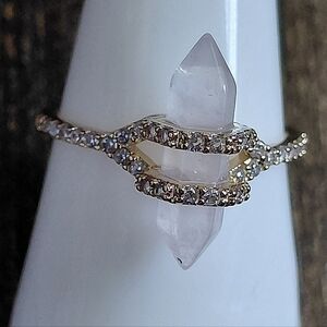 Bomb Party Ring- Size 9 -Natural Rose Quartz Stone & Rose Gold